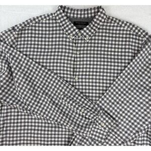 Banana Republic Mens Luxe Flannel Button Down Camben‎ Fit XXL NEW Gray Check